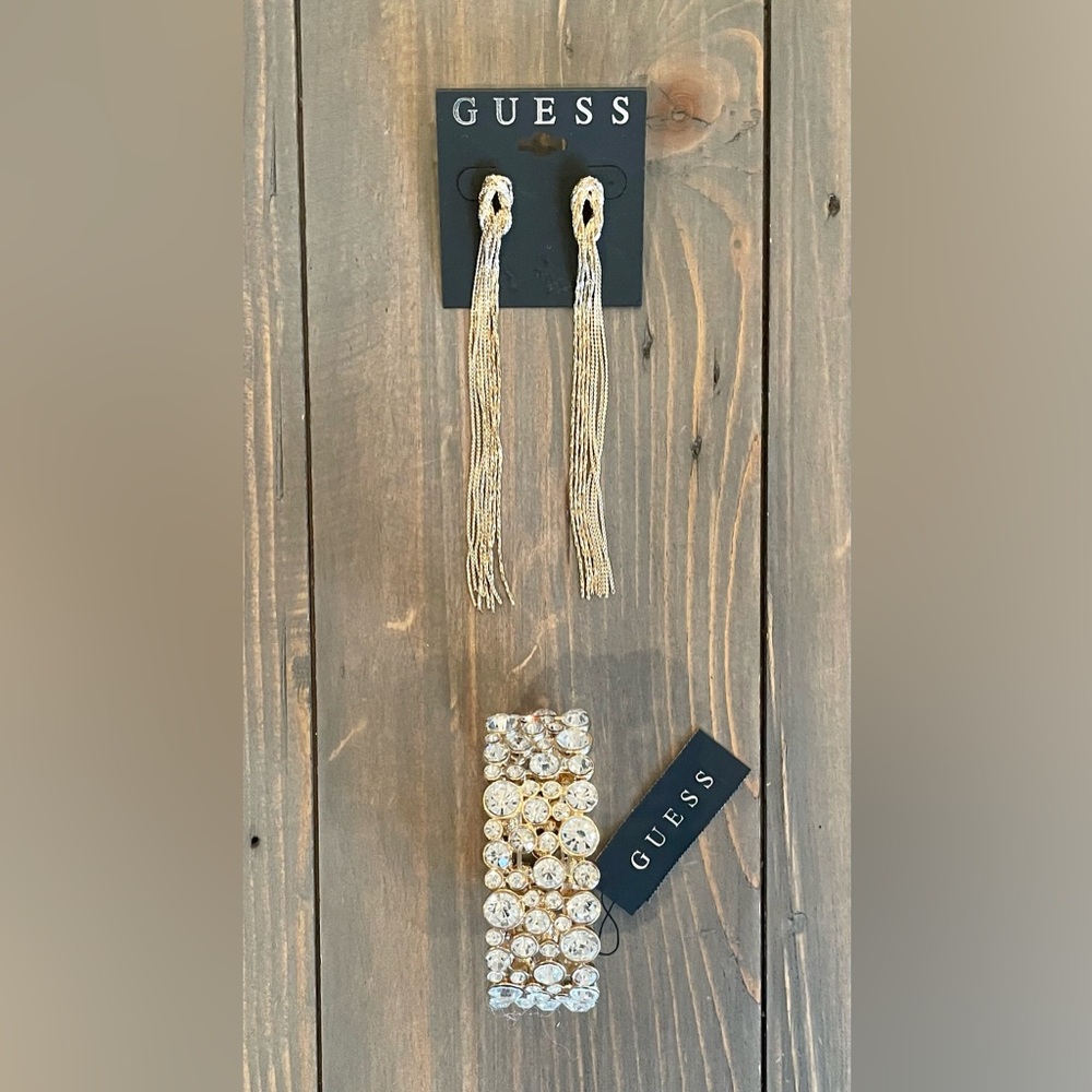 NWT! Guess earrings and bracelet! Beautiful! Christmas / New Years jewelry.